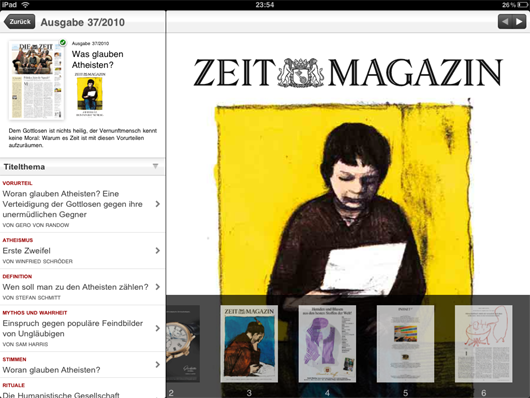 Die Zeit Auf dem iPad: Zeit-Magazin